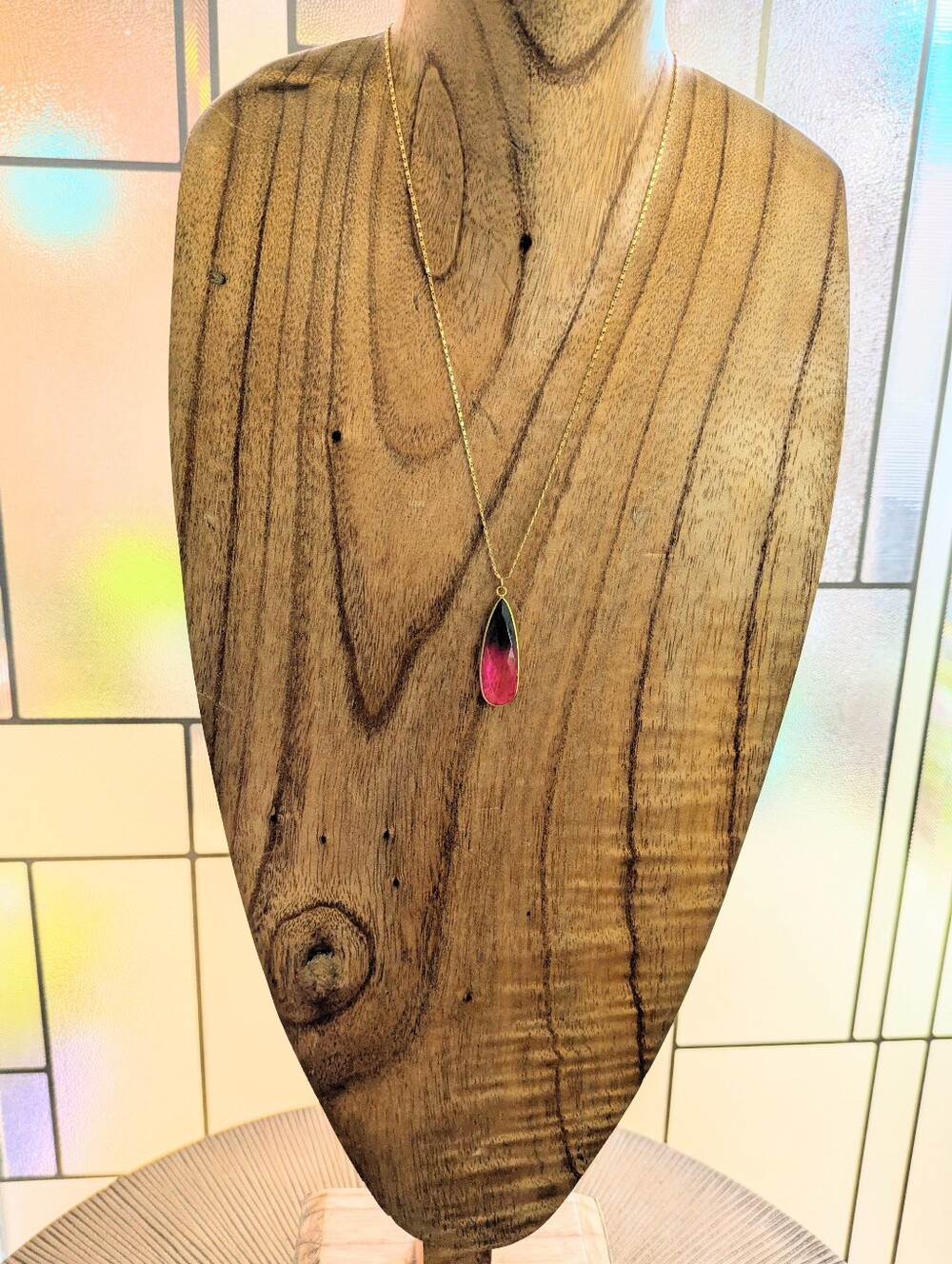 Artisan Made Watermelon Stone Necklace - Picture 6 of 16